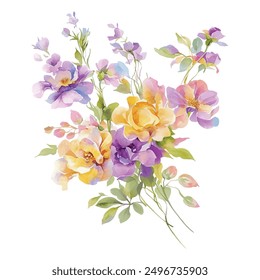 Watercolor Flower, Painting on canvas, Illustration