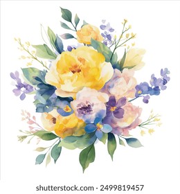 Watercolor Flower, Painting on canvas, Illustration