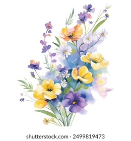 Watercolor Flower, Painting on canvas, Illustration