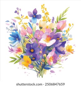Watercolor Flower, Painting on canvas, Illustration
