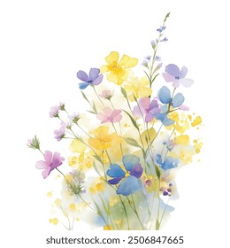 Watercolor Flower, Painting on canvas, Illustration