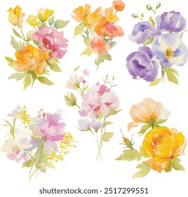 Flor Aquarela, Pintura em tela, Ilustração