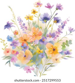 Watercolor Flower, Painting on canvas, Illustration