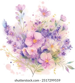 Watercolor Flower, Painting on canvas, Illustration