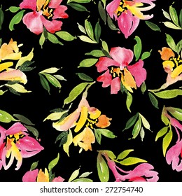 Watercolor flower pattern. Watercolor flowers. Seamless pattern. Vector. Illustration. Gentle