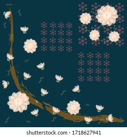 Watercolor flower pattern for printed hijab, greating card, pillow case, fabric, wrapping paper, wallpaper, etc