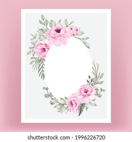 watercolor flower pink and leaf frame background