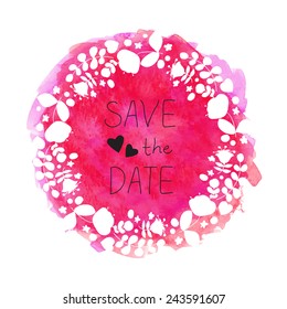 Watercolor flower rounded frame. Vector background. 