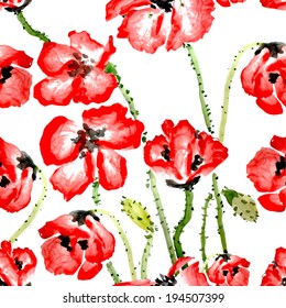 Watercolor flower seamless pattern 