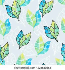 Watercolor flower seamless pattern