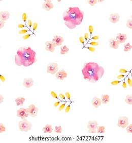 Watercolor flower seamless pattern