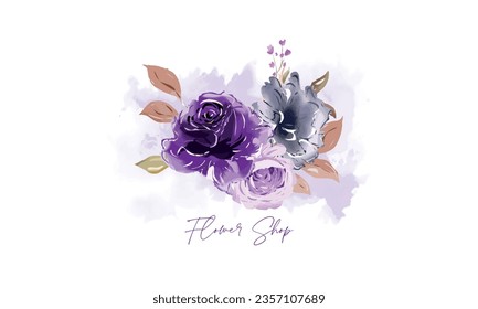 watercolor flower shopping logo, floral, watercolor flower, floral art