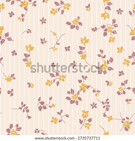 Watercolor Flower Stripe Background Pattern 