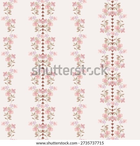 Watercolor Flower Stripe Background Pattern 