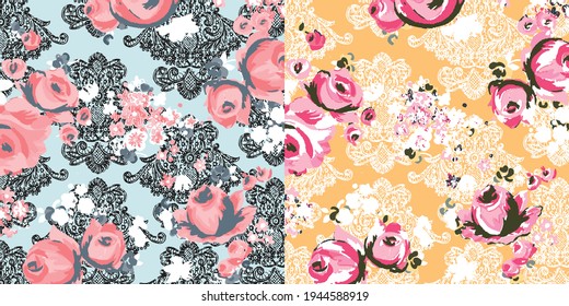 Watercolor Flower background.  Liberty style. fabric, covers, manufacturing, wallpapers, print, gift wrap.