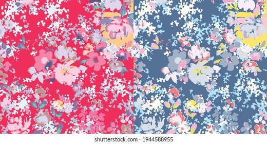 Watercolor Flower background.  Liberty style. fabric, covers, manufacturing, wallpapers, print, gift wrap.