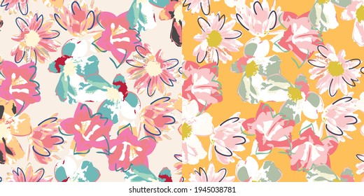 Watercolor Flower background.  Liberty style. fabric, covers, manufacturing, wallpapers, print, gift wrap.