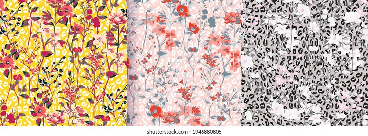 Watercolor Flower background.  Liberty style. fabric, covers, manufacturing, wallpapers, print, gift wrap.