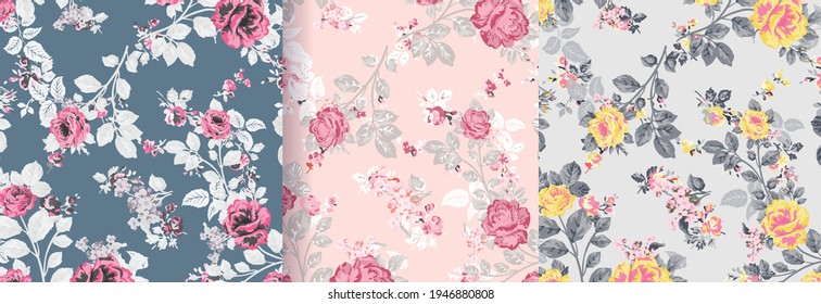 Watercolor Flower background.  Liberty style. fabric, covers, manufacturing, wallpapers, print, gift wrap.