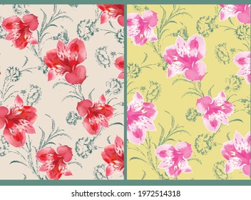 Watercolor Flower background.  Liberty style. fabric, covers, manufacturing, wallpapers, print, gift wrap.