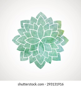 Flor de aquarela em cor turquesa. Elemento decorativo vetorial. Modelo de logotipo