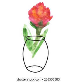 Watercolor flower in a vase