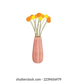 Watercolor Flower Vase Clipart. Flower vase icon illustration