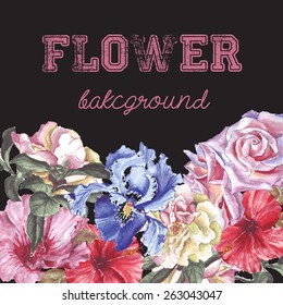  watercolor flower vector  background 