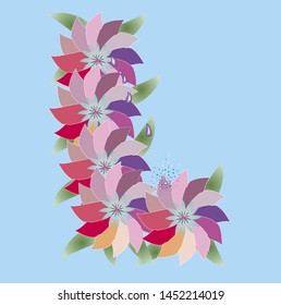 Watercolor Flower Vector Background Border 