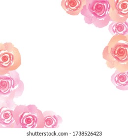 Watercolor Flower Vector Background Border for card, invitation, etc.
