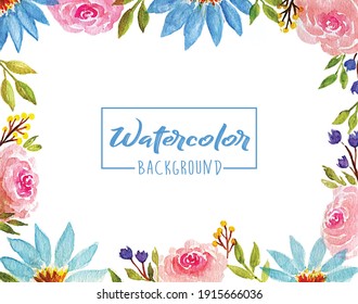 Watercolor Flower Vector Background Border