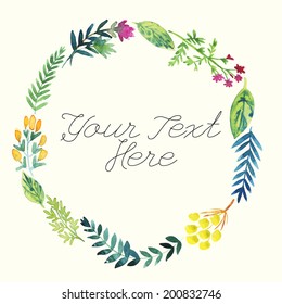 Watercolor flower vector background with place for your text
