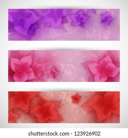 Watercolor flower vector background. Set of floral cards