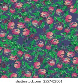 Watercolor flower vector continuous, seamless watercolor flower, floral pattern, flowing repeat pattern, blue and green floral for textile, fashion, fabric, scarf, pattern. 