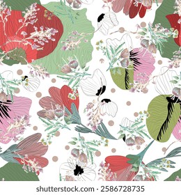 Watercolor flower vector continuous, seamless watercolor flower, floral pattern, flowing repeat pattern, blue and green floral for textile, fashion, fabric, scarf, pattern. 