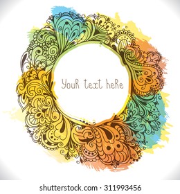 Watercolor Flower Vector Frame