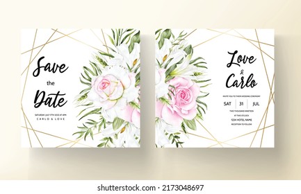 Watercolor flower wedding invitation card