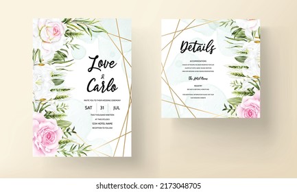Watercolor flower wedding invitation card