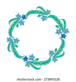 Watercolor flower wreath background for beautiful design. Vector illustration