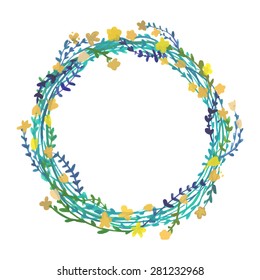 Watercolor flower wreath background for beautiful design