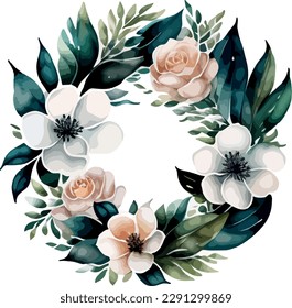 Watercolor flower wreath, Watercolor flower collection
