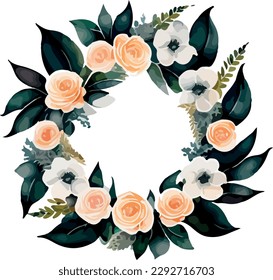 Watercolor flower wreath, Watercolor flower collection
