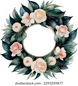 Watercolor flower wreath, Watercolor flower collection
