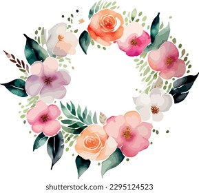 Watercolor flower wreath, Watercolor flower collection
