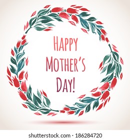 Watercolor Flower Wreath Happy Mother's Day Card!