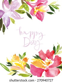 Watercolor flower wreath. Illustration. Hand lettering. Handmade. Painting. Summer. Flowers.