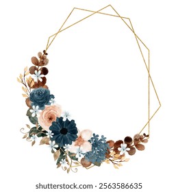 Watercolor flower wreath for wedding, birthday, card, background, invitation, wallpaper, sticker, decoration etc.