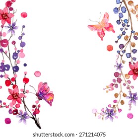 Watercolor flowers background for beautiful design, Vector