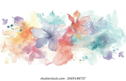 watercolor flowers background, cute, pastel colors, elegance, for design