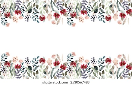 Fondo de flores de acuarela para el diseño. Plantilla floral de la tarjeta del marco del borde. 